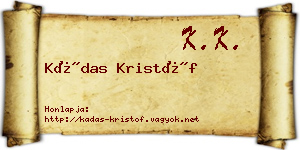 Kádas Kristóf névjegykártya